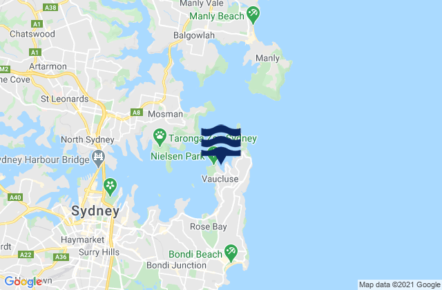Mappa delle maree di Vaucluse Bay, Australia
