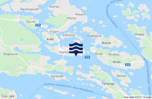 Mappa delle maree di Vaxholms Kommun, Sweden