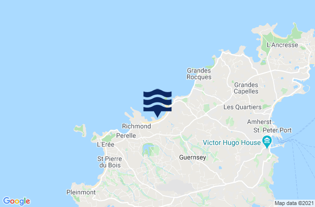 Mappa delle maree di Vazon Beach, France