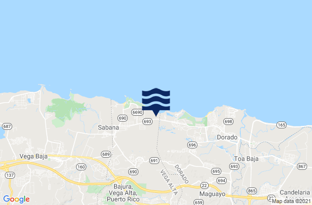 Mappa delle maree di Vega Alta, Puerto Rico