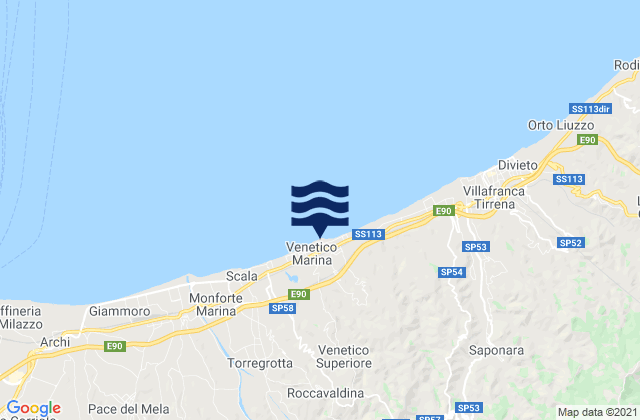 Mappa delle maree di Venetico Superiore, Italy