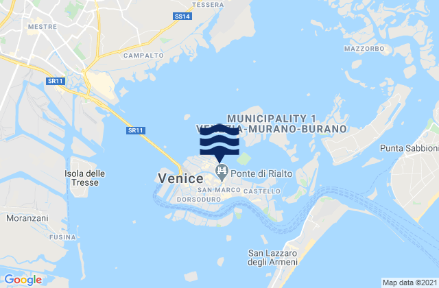 Mappa delle maree di Venezia, Italy