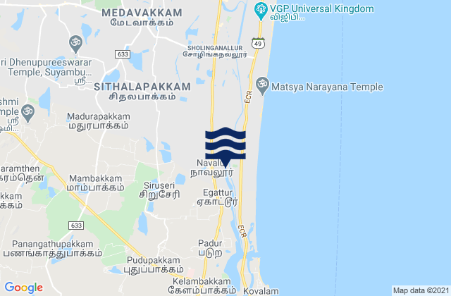 Mappa delle maree di Vengavasal, India