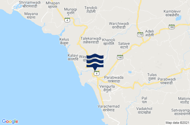 Mappa delle maree di Vengurla, India