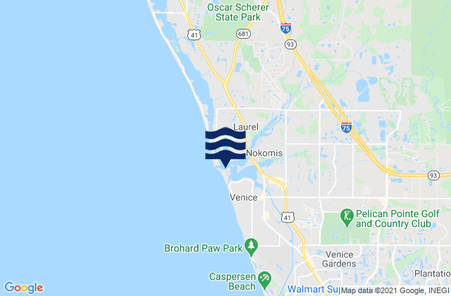 Mappa delle maree di Venice Inlet (Inside), United States