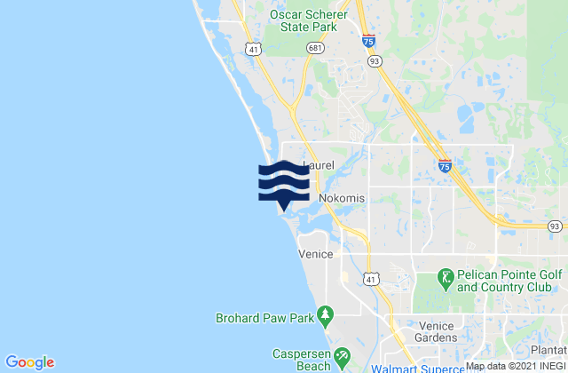 Mappa delle maree di Venice NorthandSouth Jetty, United States