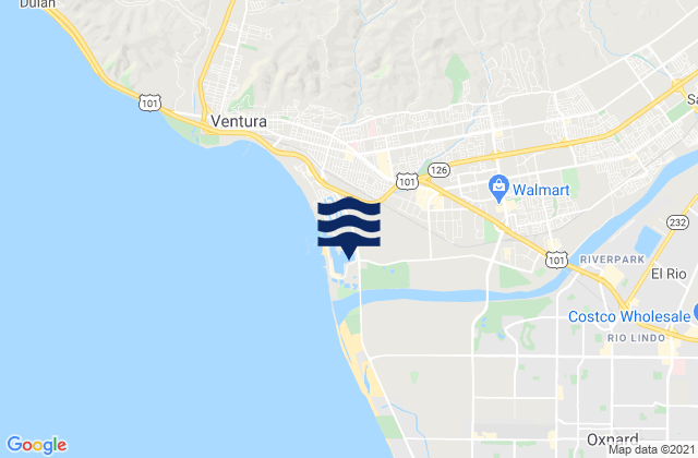 Mappa delle maree di Ventura Overhead, United States