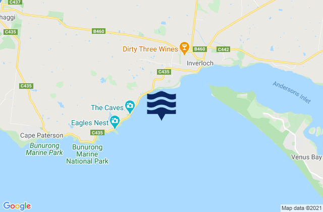 Mappa delle maree di Venus Bay, Australia