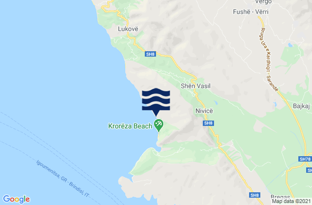 Mappa delle maree di Vergo, Albania