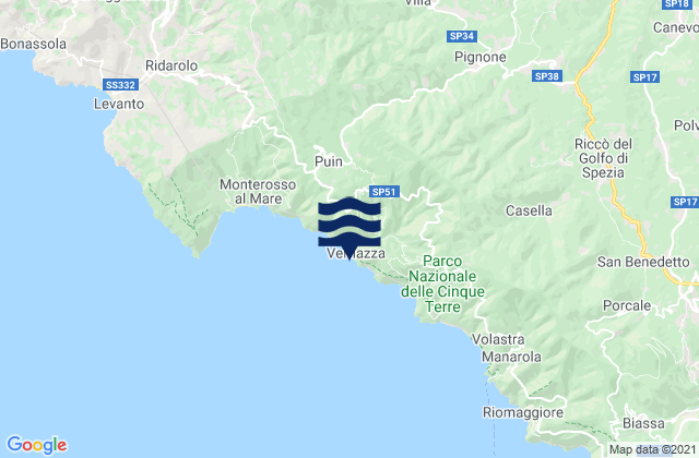 Mappa delle maree di Vernazza, Italy