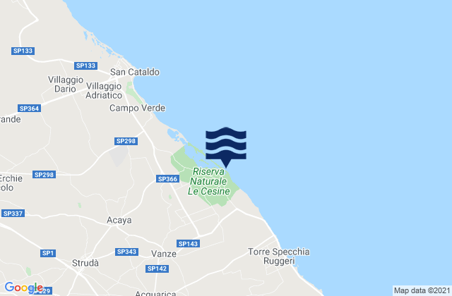 Mappa delle maree di Vernole, Italy