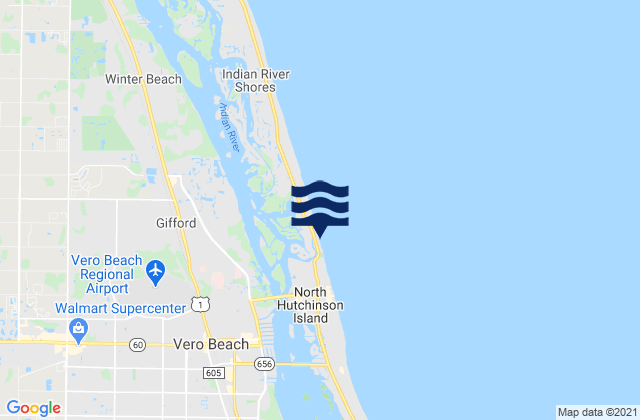 Mappa delle maree di Vero Beach (ocean), United States
