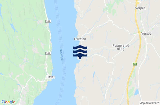Mappa delle maree di Vestby, Norway