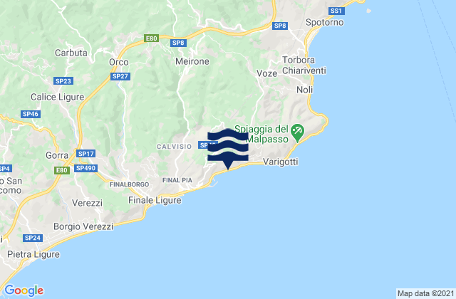 Mappa delle maree di Vezzi Portio, Italy