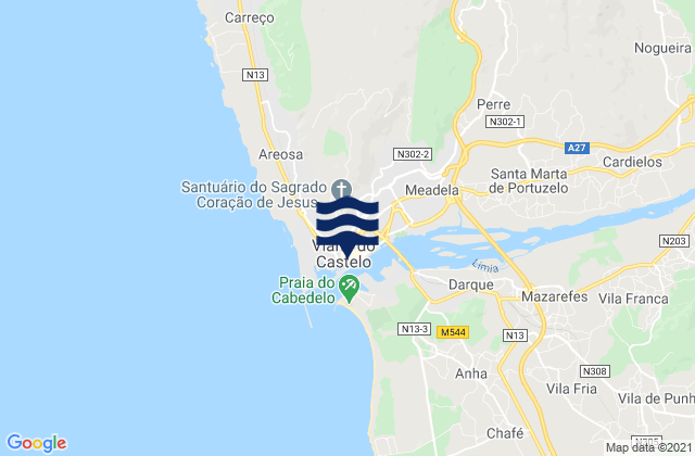 Mappa delle maree di Viana do Castelo, Portugal