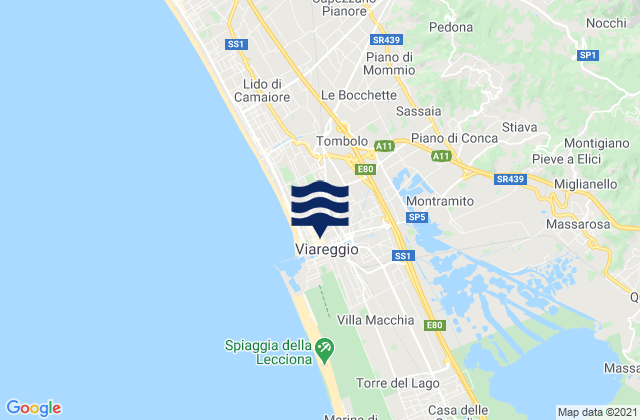 Mappa delle maree di Viareggio, Italy