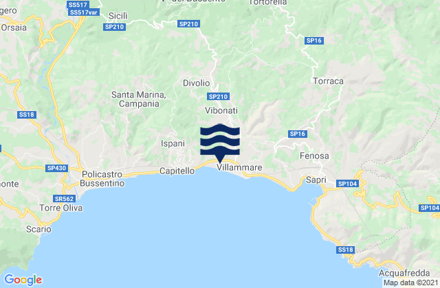 Mappa delle maree di Vibonati, Italy