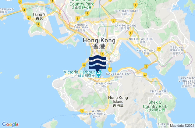 Mappa delle maree di Victoria Harbour, Hong Kong