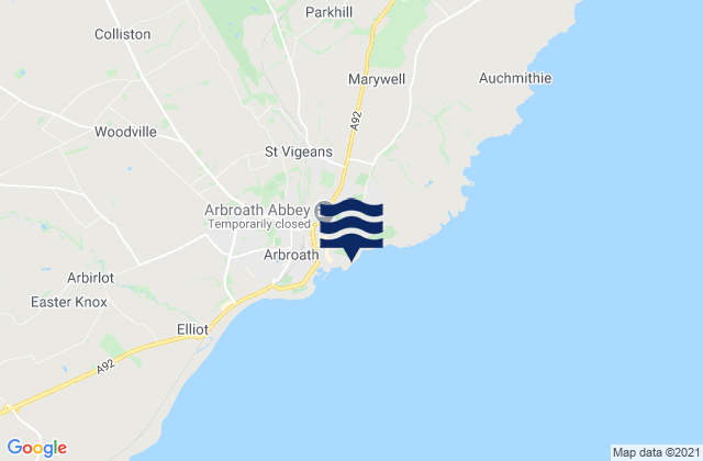 Mappa delle maree di Victoria Park Beach, United Kingdom