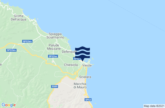 Mappa delle maree di Vieste, Italy