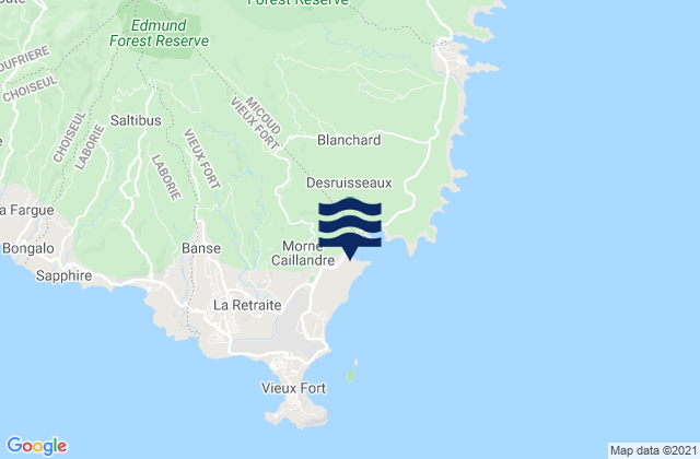 Mappa delle maree di Vieux-Fort, Saint Lucia
