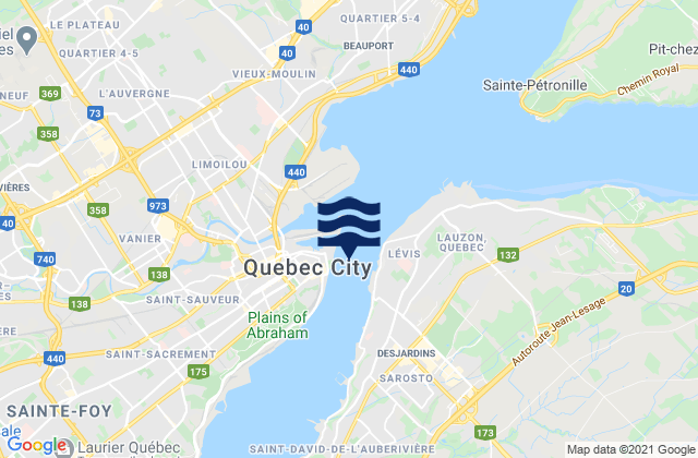 Mappa delle maree di Vieux-Quebec, Canada
