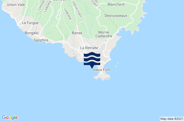 Mappa delle maree di Vieux Fort Bay (Saint Lucia), Martinique