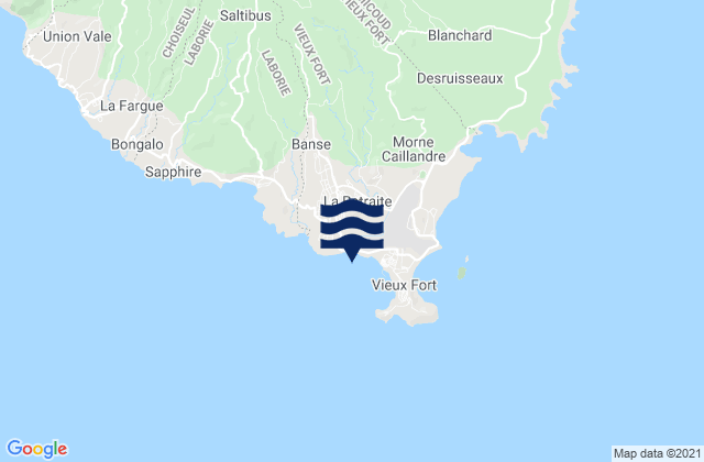 Mappa delle maree di Vieux Fort Bay St Lucia, Martinique