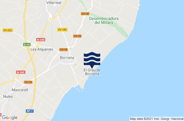 Mappa delle maree di Vila-real, Spain