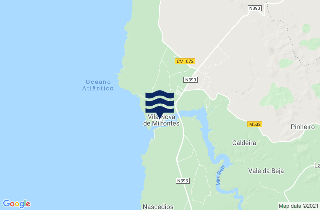 Mappa delle maree di Vila Nova de Milfontes, Portugal