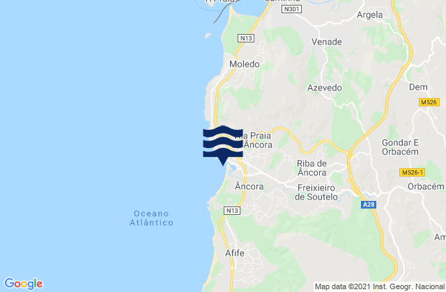 Mappa delle maree di Vila Praia de Âncora, Portugal