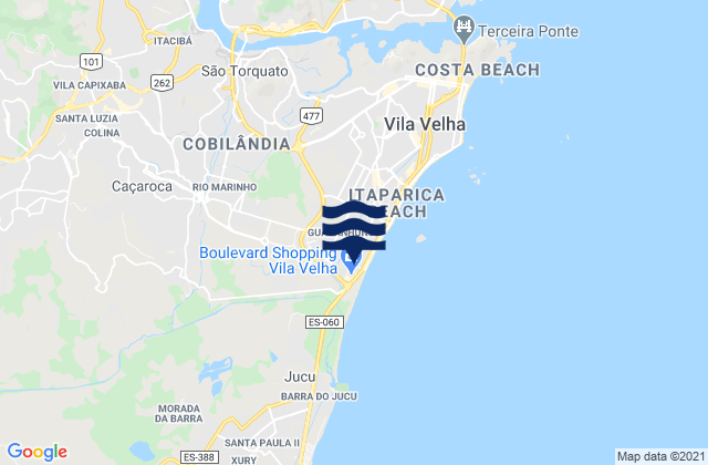 Mappa delle maree di Vila Velha, Brazil