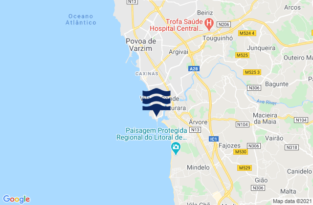 Mappa delle maree di Vila do Conde, Portugal