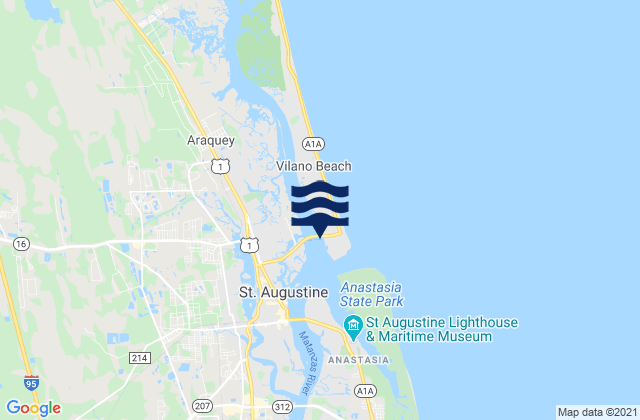 Mappa delle maree di Vilano Beach Bridge, United States