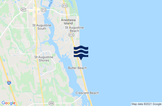 Mappa delle maree di Vilano Jetty, United States