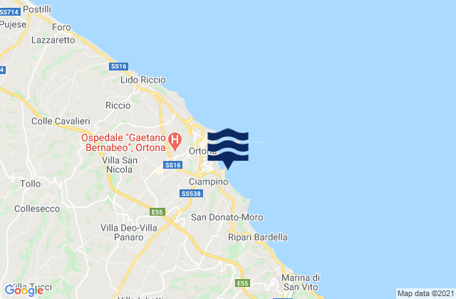 Mappa delle maree di Villa Caldari, Italy