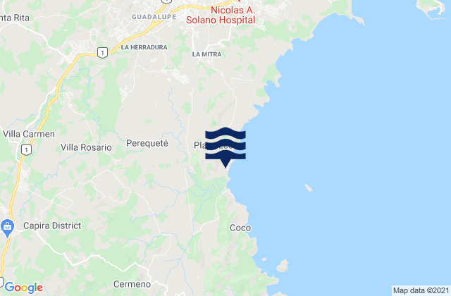 Mappa delle maree di Villa Carmen, Panama