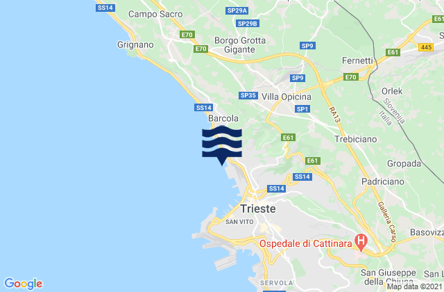 Mappa delle maree di Villa Opicina, Italy