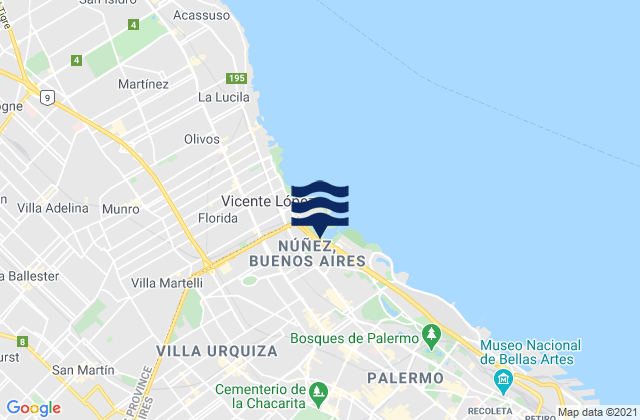 Mappa delle maree di Villa Santa Rita, Argentina