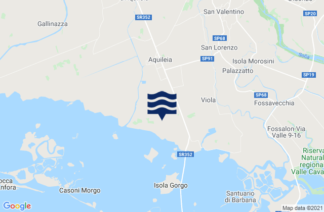Mappa delle maree di Villa Vicentina, Italy