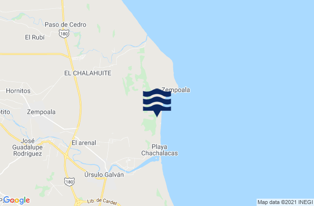 Mappa delle maree di Villa Zempoala, Mexico