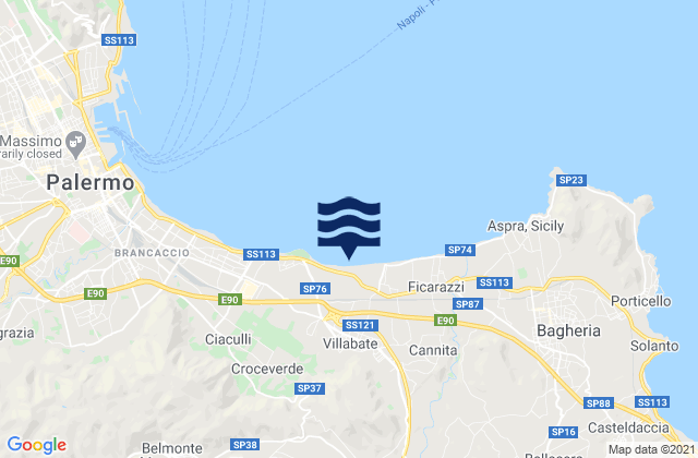 Mappa delle maree di Villabate, Italy