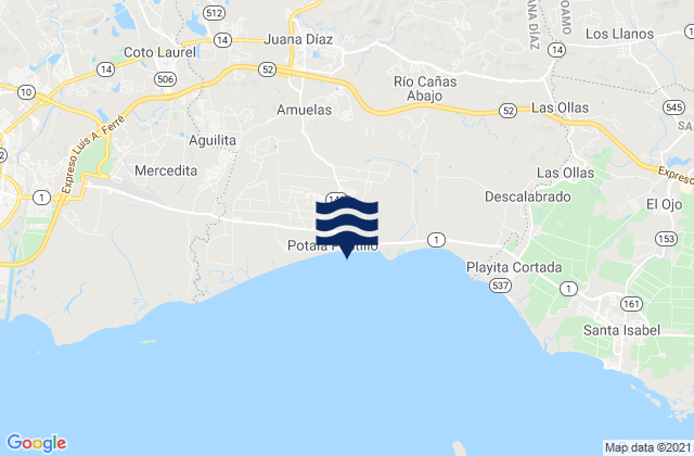 Mappa delle maree di Villalba, Puerto Rico
