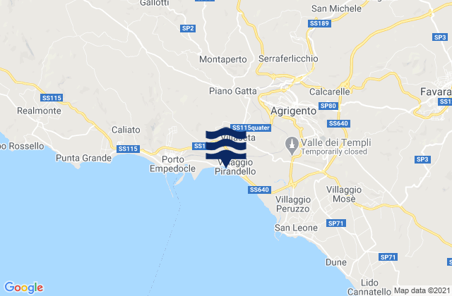 Mappa delle maree di Villaseta, Italy