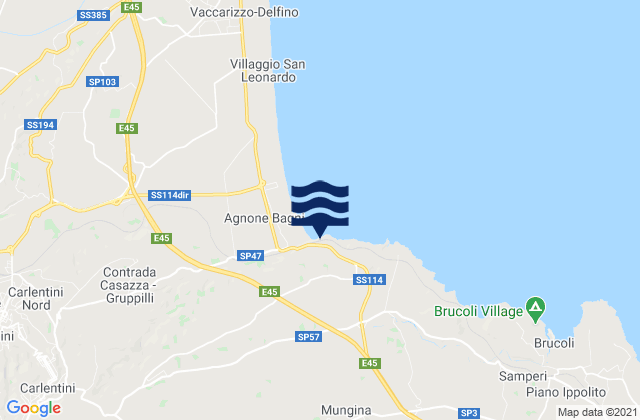Mappa delle maree di Villasmundo, Italy