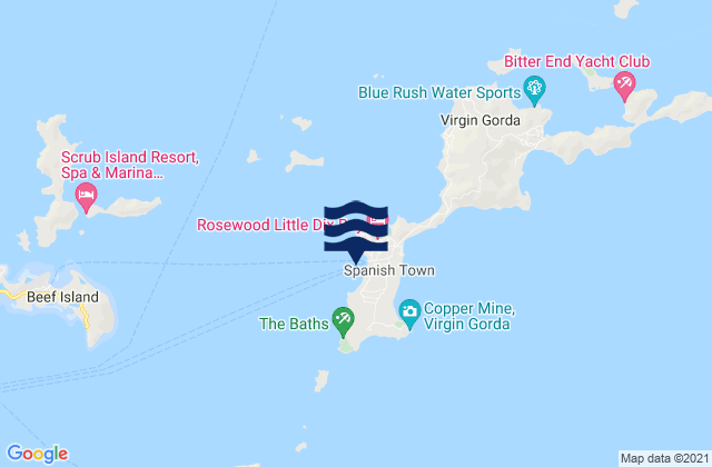 Mappa delle maree di Virgin Gorda, British Virgin Islands