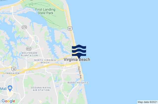 Mappa delle maree di Virginia Beach, United States