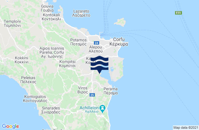 Mappa delle maree di Virós, Greece