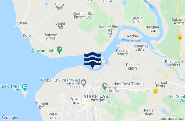 Mappa delle maree di Virār, India