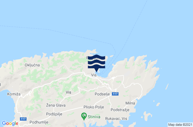 Mappa delle maree di Vis, Croatia